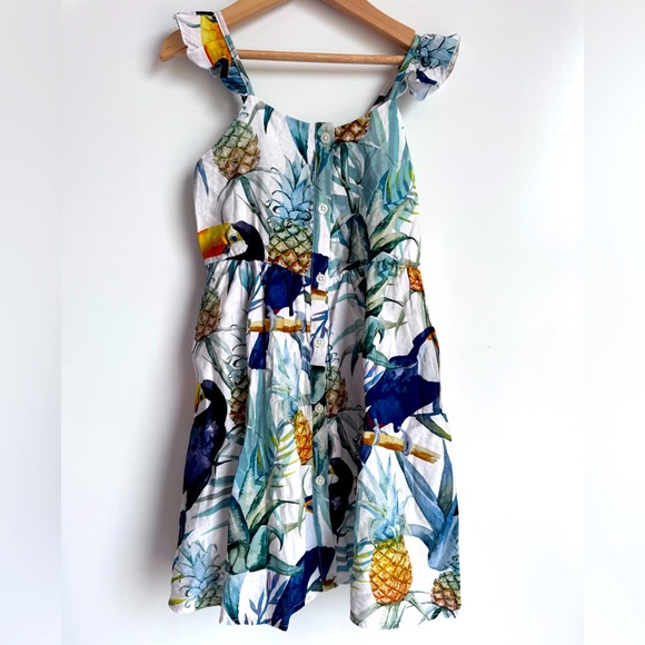 PatPat Girls Maxi Dress 6-7 Cotton Button Down Tucan Resort Vacation Beach NEW - Picture 1 of 10